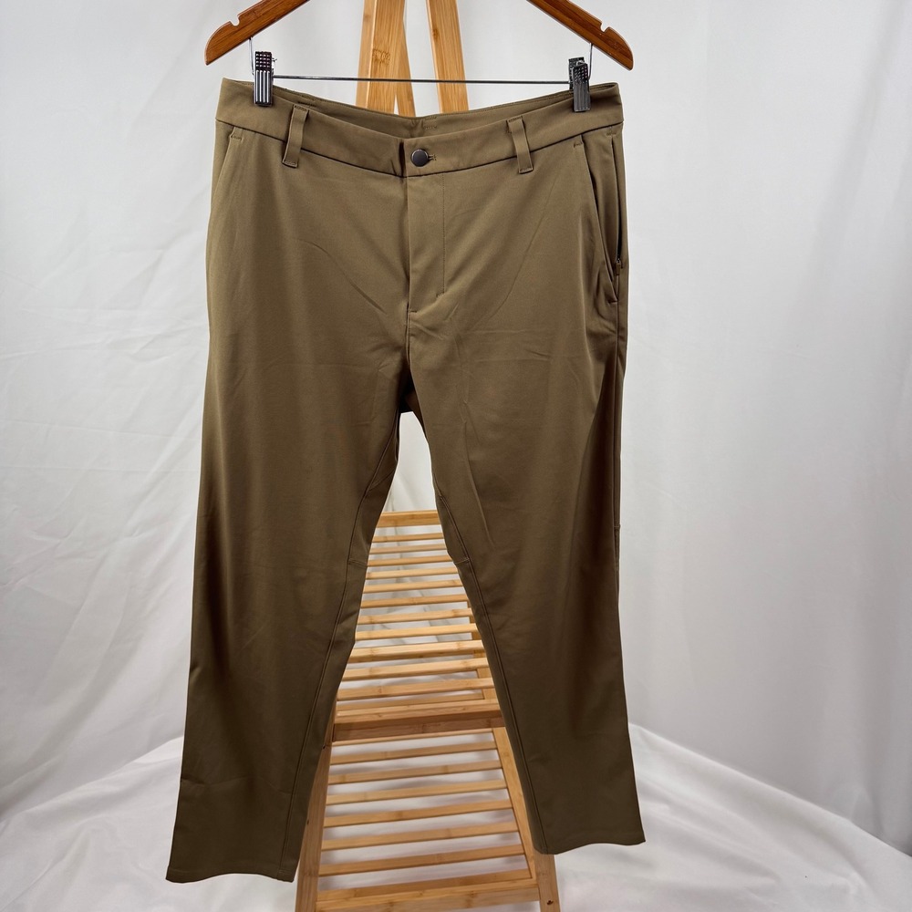 Lululemon Commission Slim-Fit Pants Mens 33x28 Khaki Warpstreme Chino LM5A49S